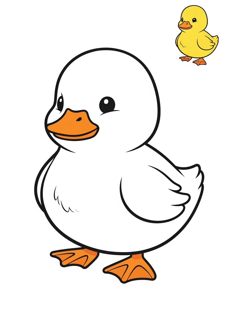 easy animals Farmyard Friends duckling kids coloring page 0