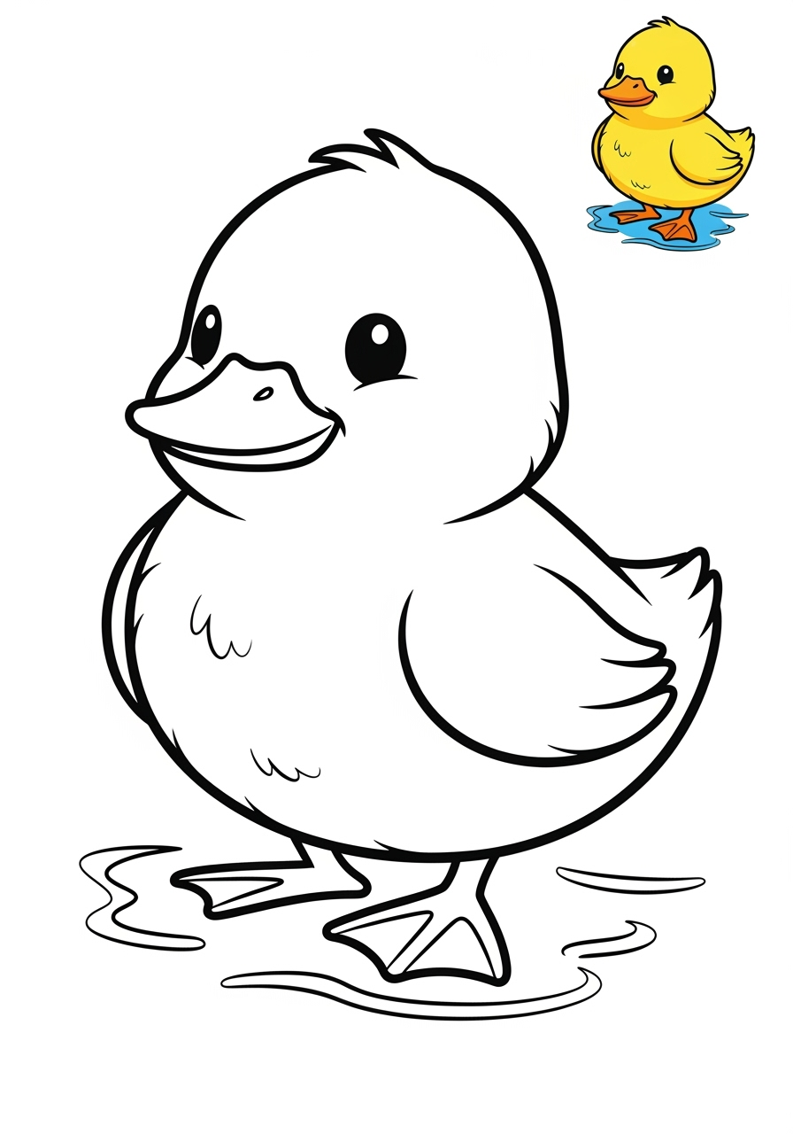 easy animals Farmyard Friends duckling kids coloring page 1