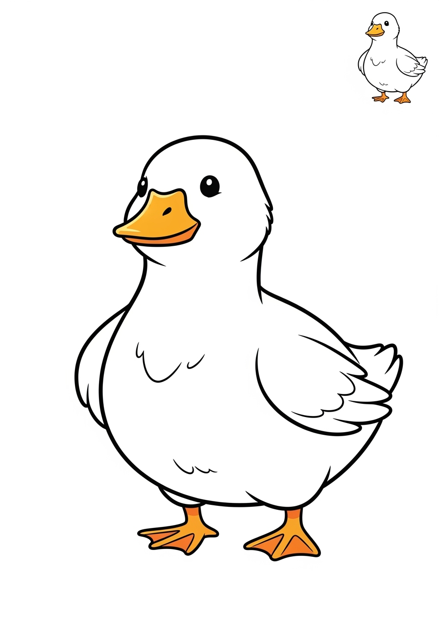 easy animals Farmyard Friends goose kids coloring page 0