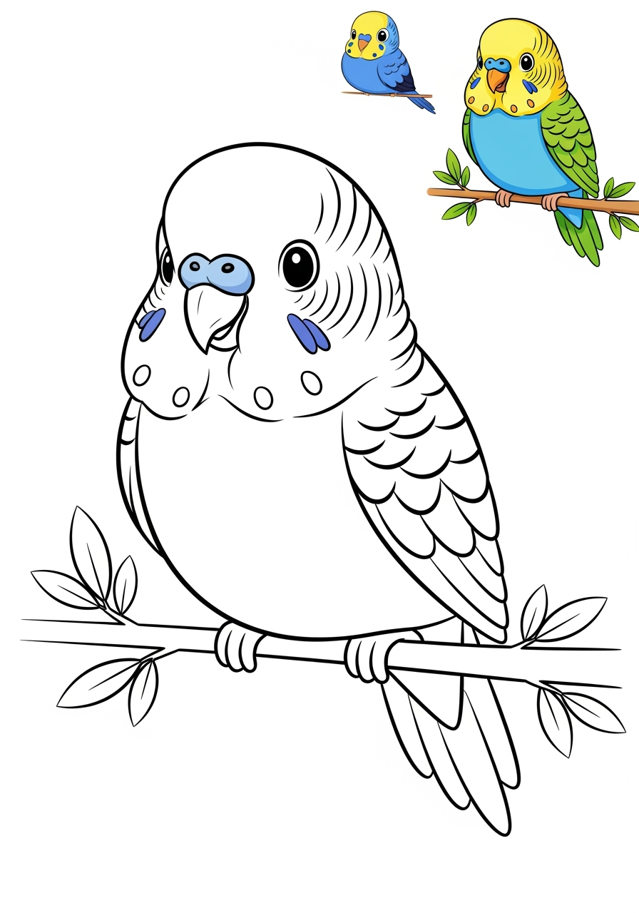easy animals Pet Pals budgie kids coloring page 0
