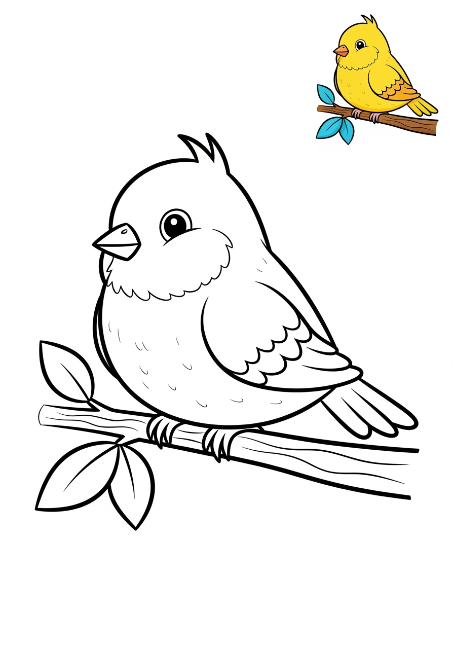 easy animals Pet Pals canary kids coloring page 0