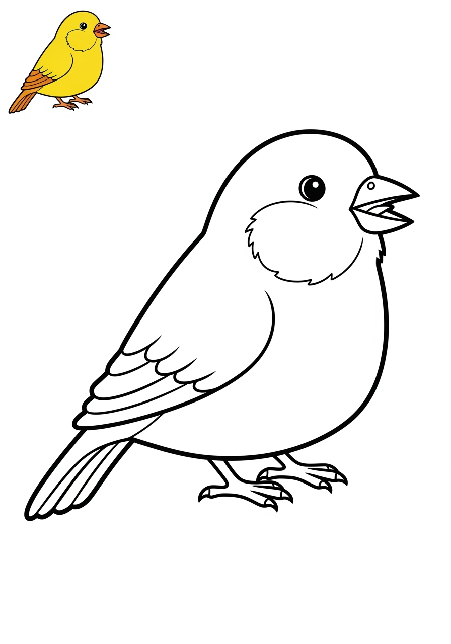 easy animals Pet Pals canary kids coloring page 1