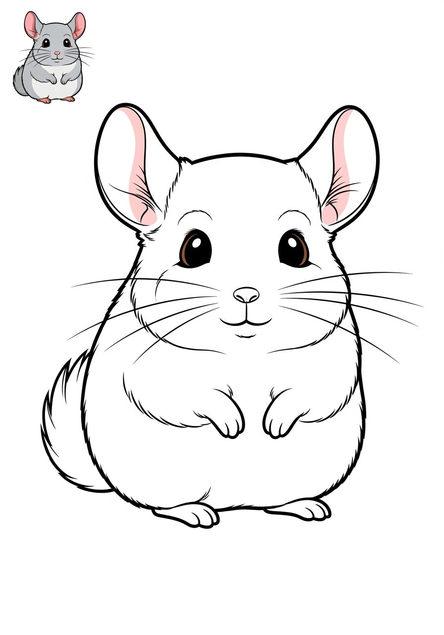 easy animals Pet Pals chinchilla kids coloring page 0