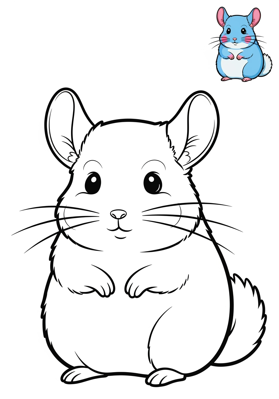easy animals Pet Pals chinchilla kids coloring page 1