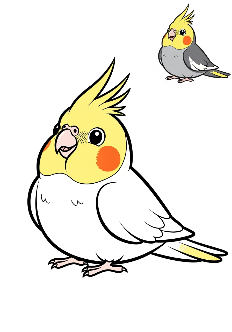 easy animals Pet Pals cockatiel kids coloring page 0