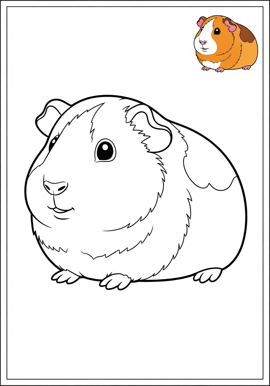 easy animals Pet Pals guinea pig kids coloring page 0