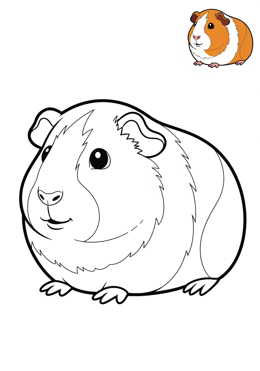 easy animals Pet Pals guinea pig kids coloring page 1
