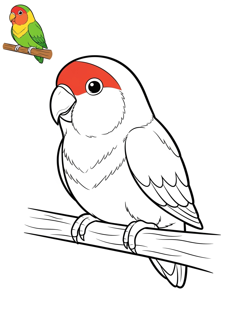 easy animals Pet Pals lovebird kids coloring page 0