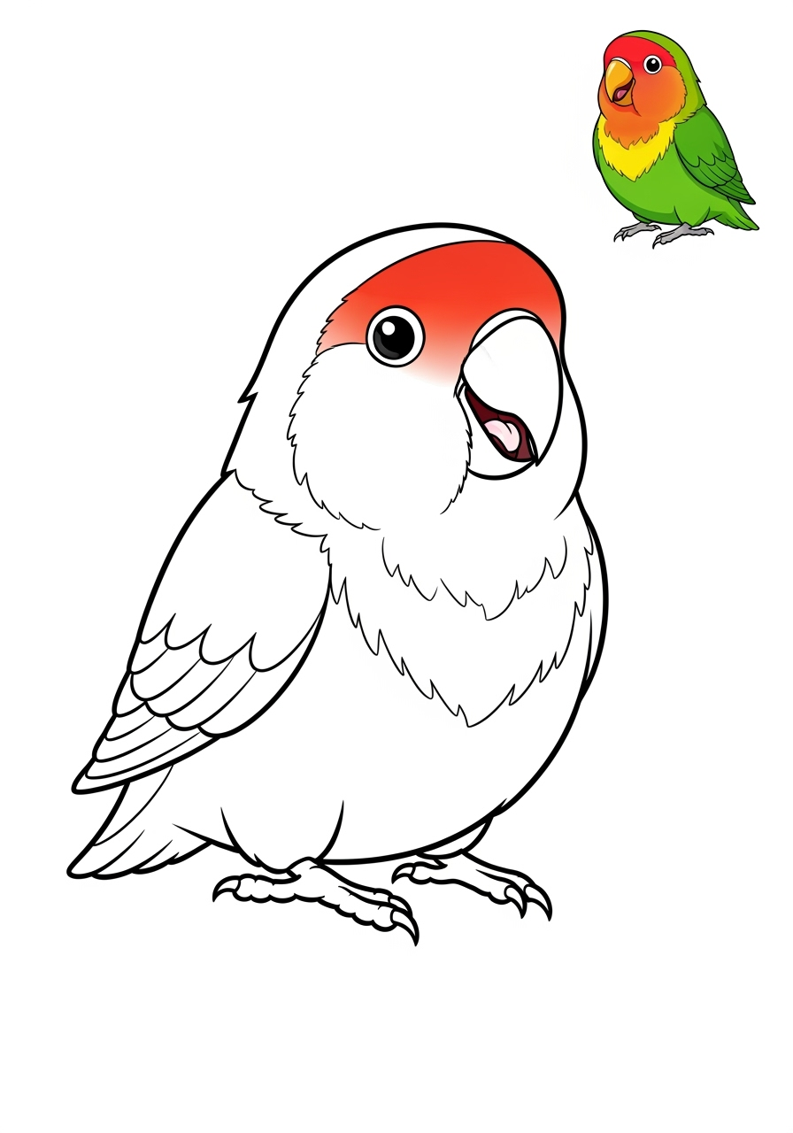 easy animals Pet Pals lovebird kids coloring page 1