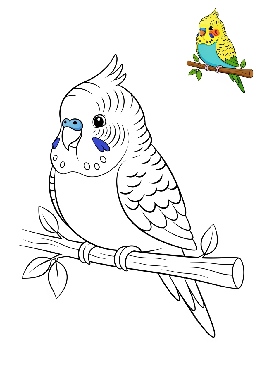 easy animals Pet Pals parakeet kids coloring page 0