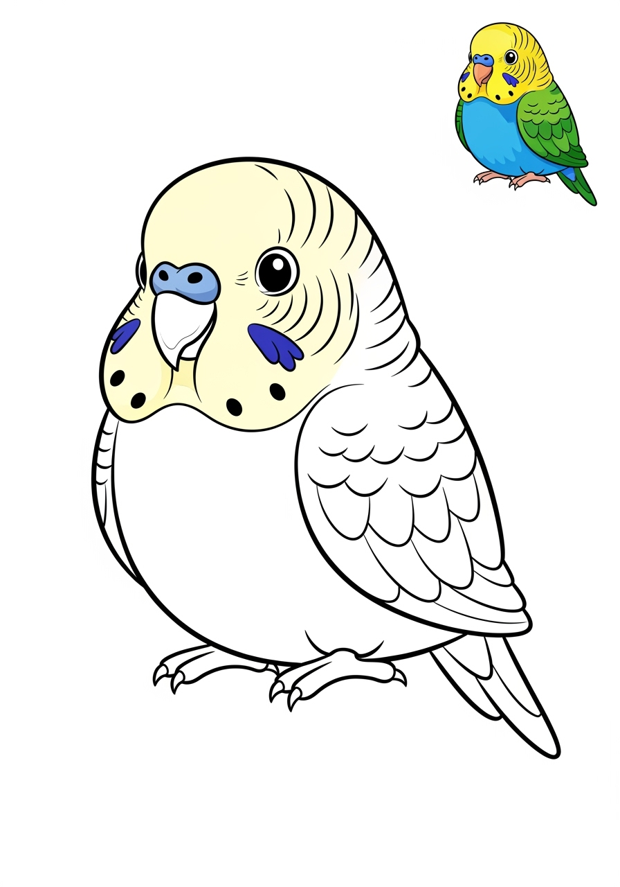 easy animals Pet Pals parakeet kids coloring page 1