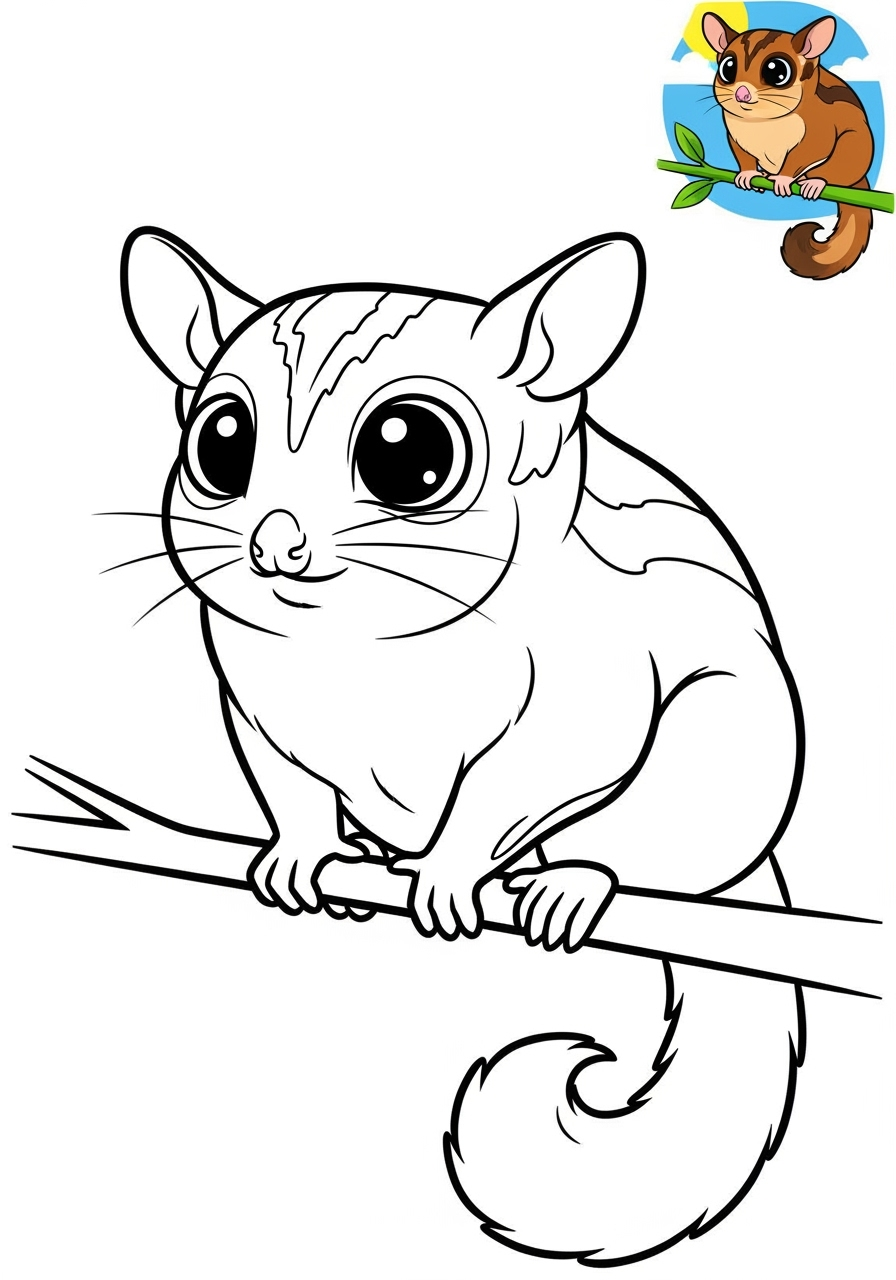 easy animals Pet Pals sugar glider kids coloring page 0
