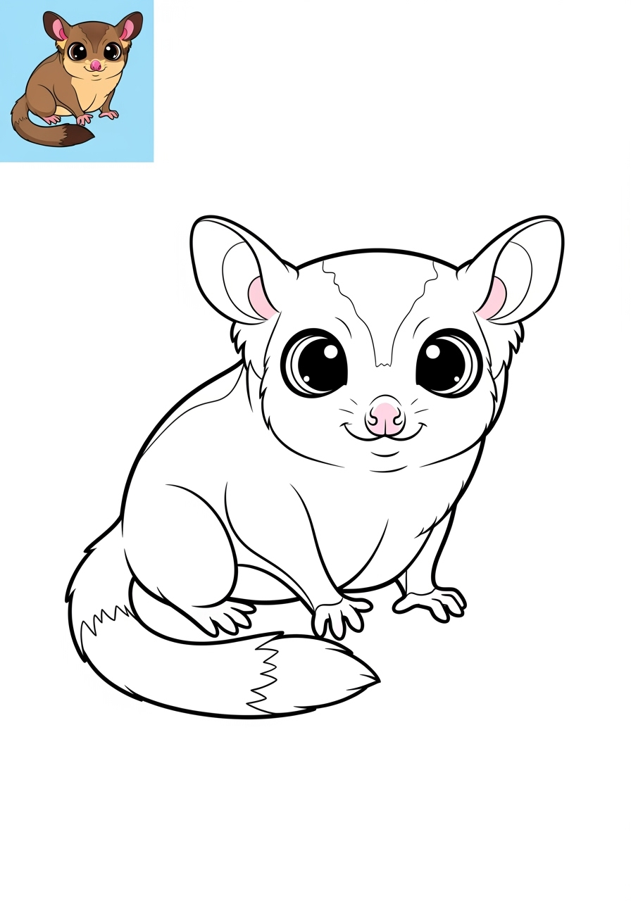 easy animals Pet Pals sugar glider kids coloring page 1
