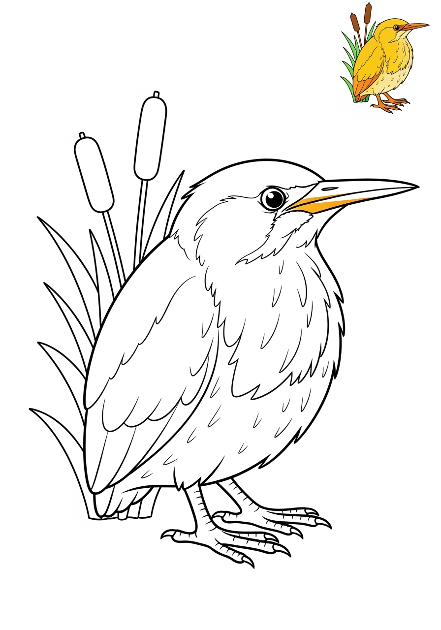 easy animals Sông & Đất Ngập Nước bittern kids coloring page 0