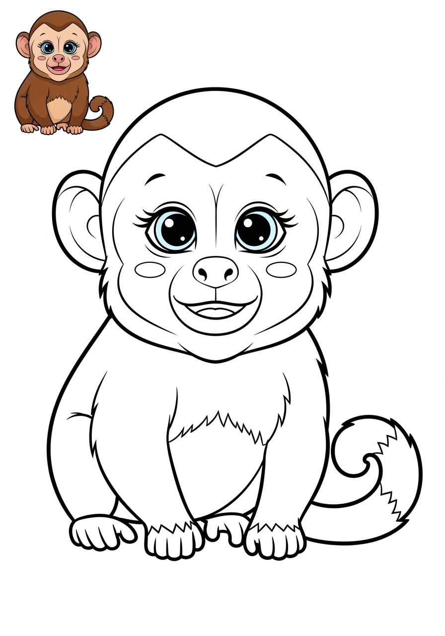 easy animals Sông & Đất Ngập Nước capuchin kids coloring page 0