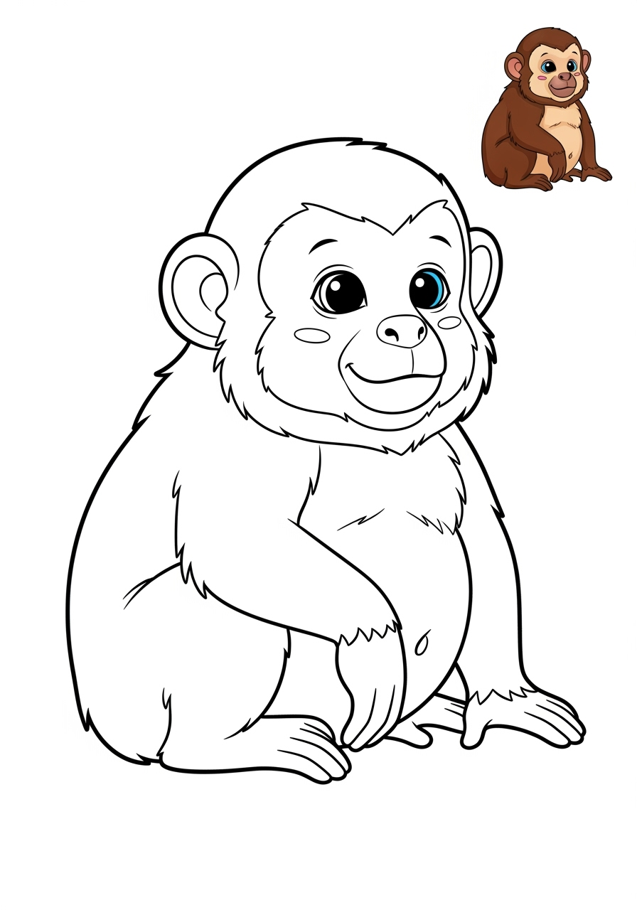 easy animals Sông & Đất Ngập Nước capuchin kids coloring page 1
