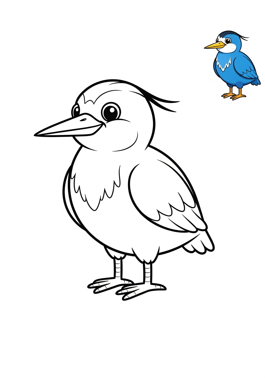 easy animals Sông & Đất Ngập Nước heron kids coloring page 0