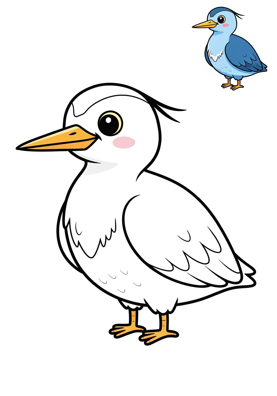 easy animals Sông & Đất Ngập Nước heron kids coloring page 1