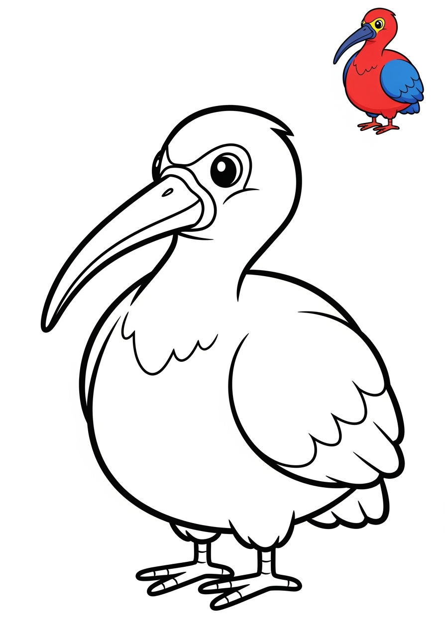 easy animals Sông & Đất Ngập Nước ibis kids coloring page 1