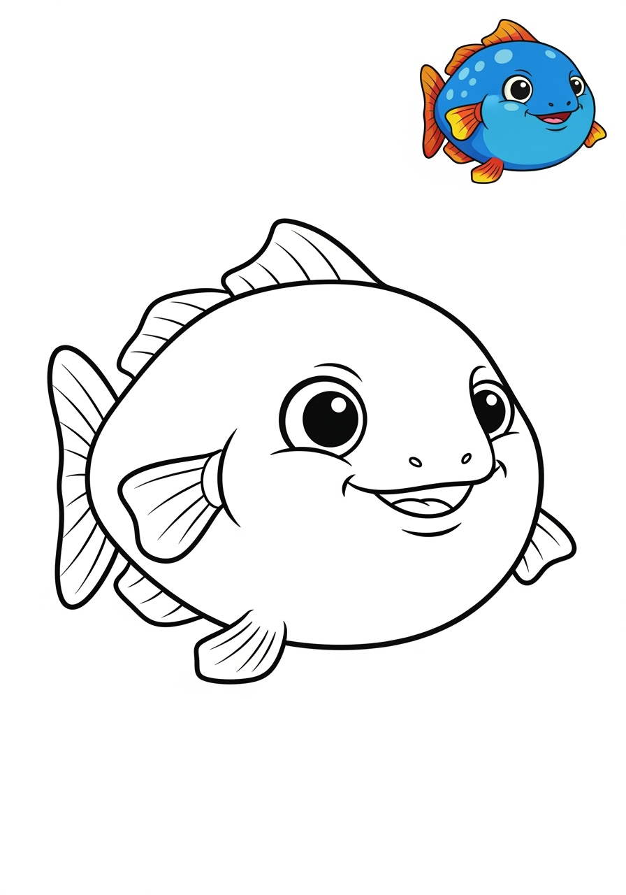 easy animals Sông & Đất Ngập Nước lungfish kids coloring page 0