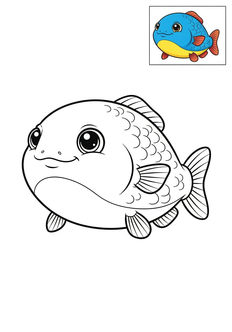easy animals Sông & Đất Ngập Nước lungfish kids coloring page 1