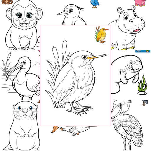 Easy Animals River & Wetland Coloring Sheets Collections Thumbnail