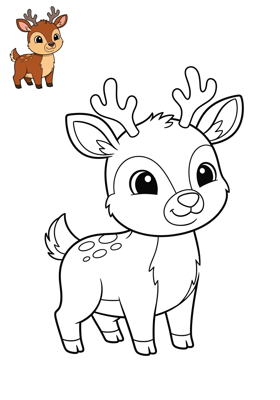 easy animals Mammals (Forest/Farm) deer kids coloring page 0