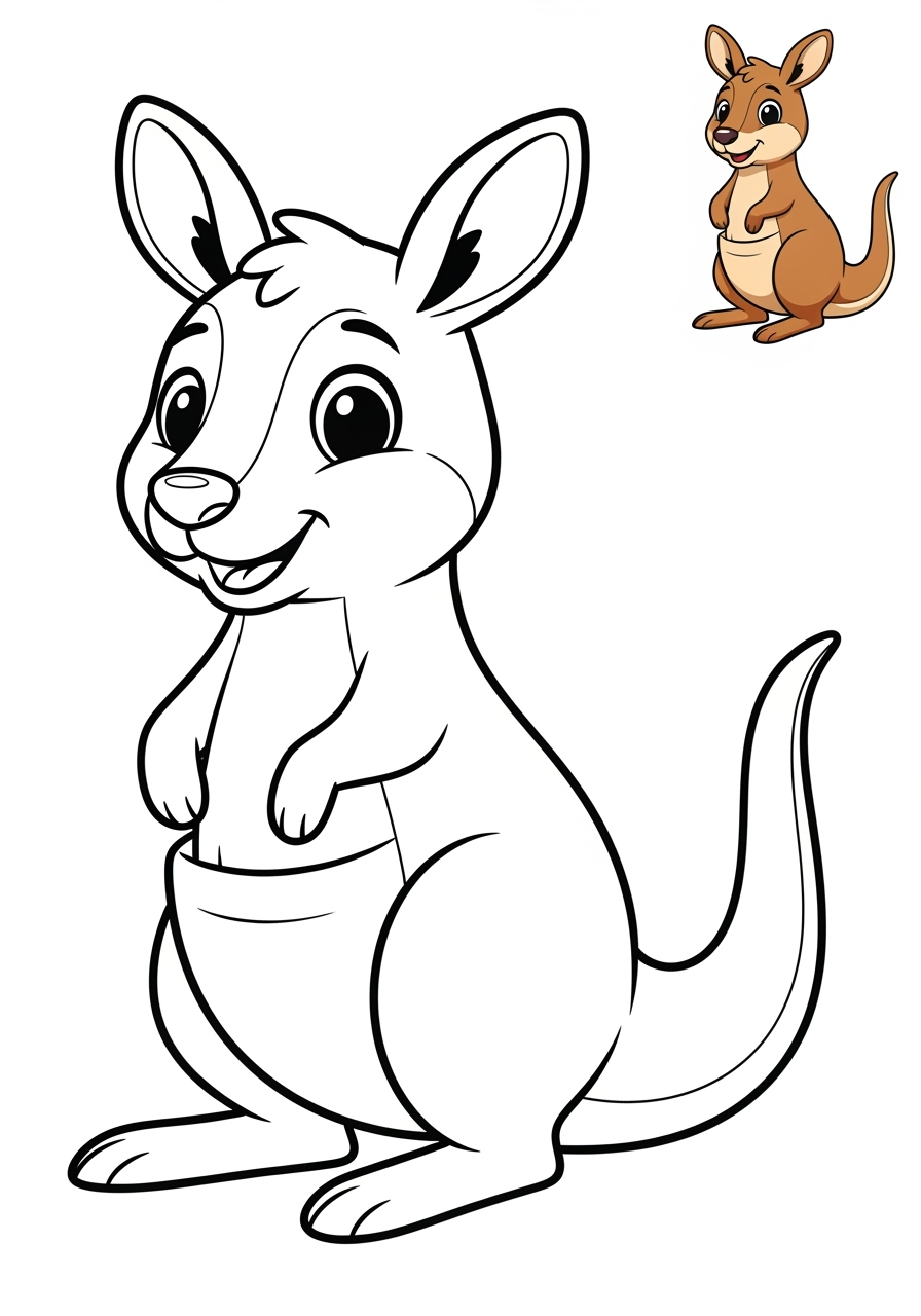 easy animals Mammals (Forest/Farm) kangaroo kids coloring page 0