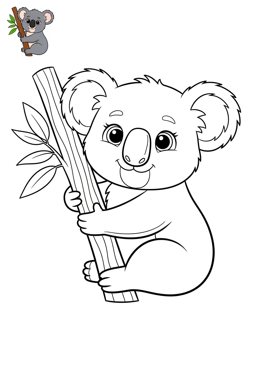 easy animals Mammals (Forest/Farm) koala kids coloring page 0