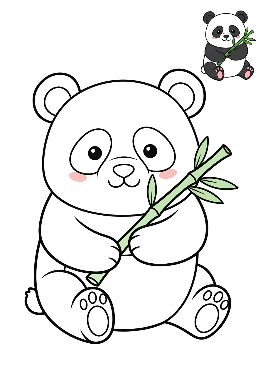 easy animals Mammals (Forest/Farm) panda kids coloring page 0