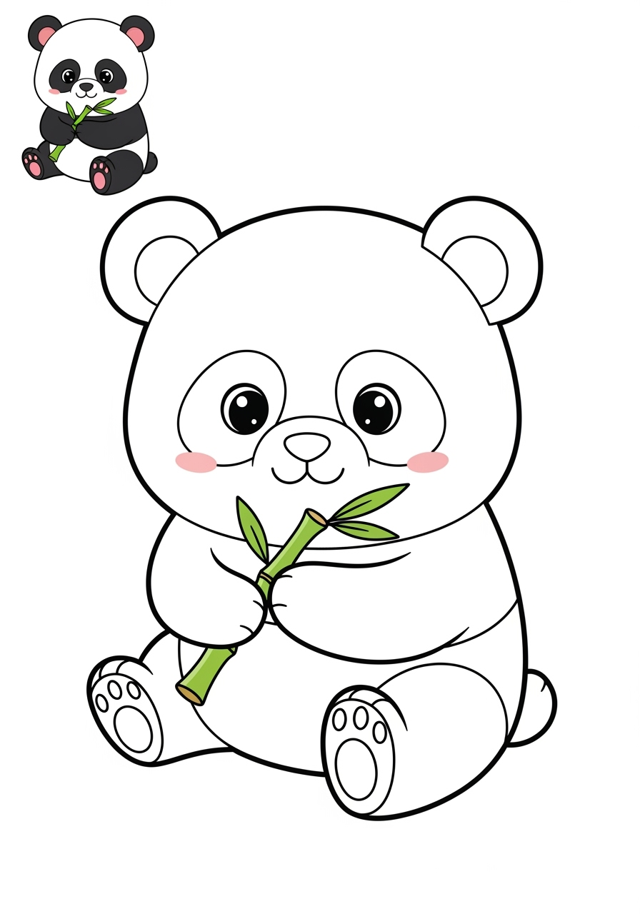 easy animals Mammals (Forest/Farm) panda kids coloring page 1