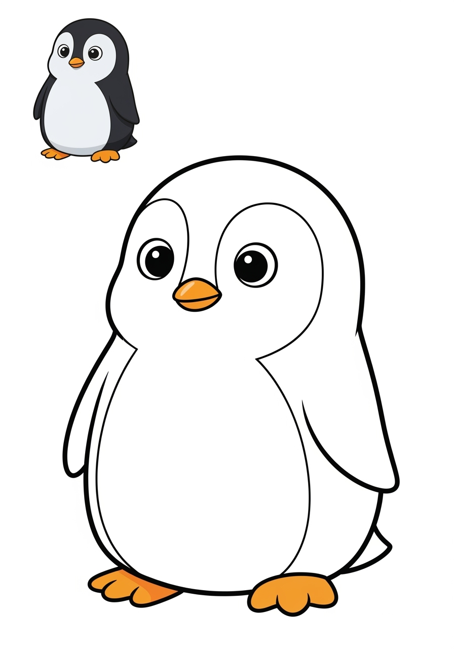 easy animals Mammals (Forest/Farm) penguin kids coloring page 0