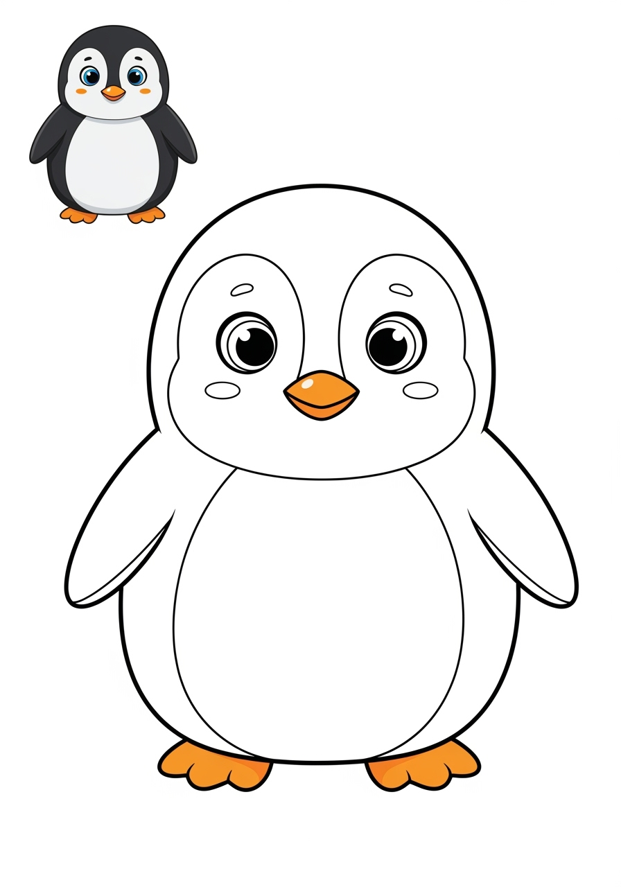 easy animals Mammals (Forest/Farm) penguin kids coloring page 1