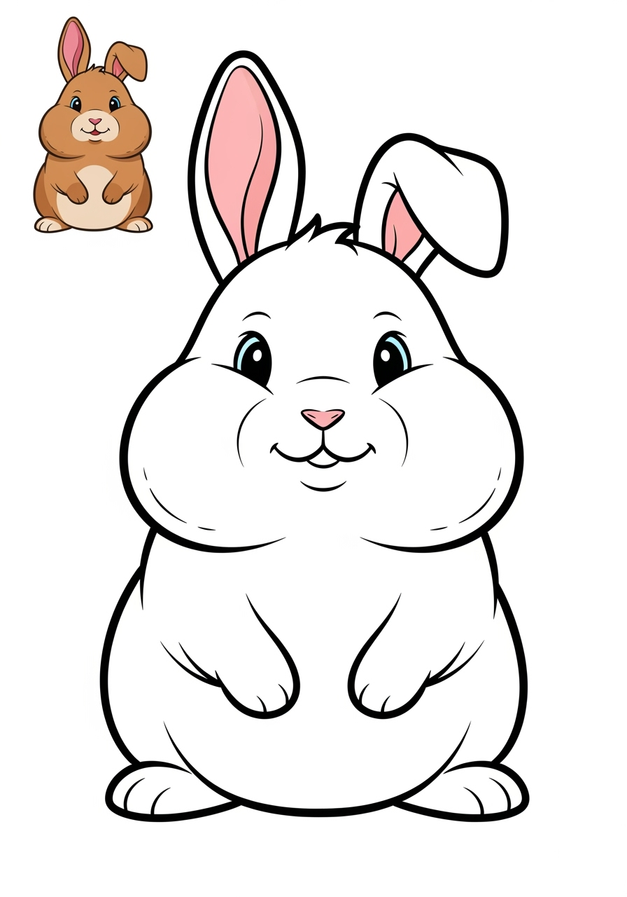 easy animals Mammals (Forest/Farm) rabbit kids coloring page 0