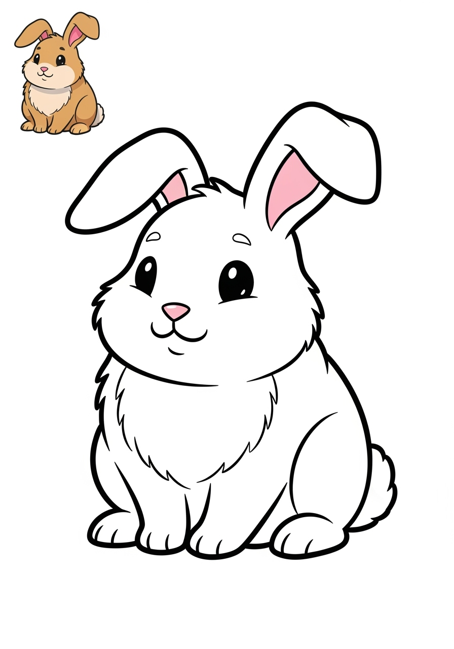 easy animals Mammals (Forest/Farm) rabbit kids coloring page 1