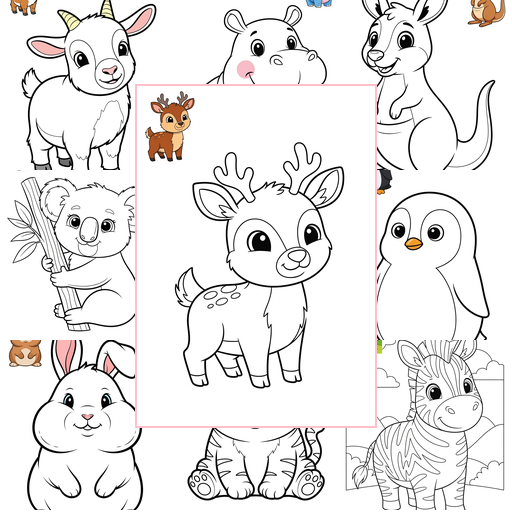 Easy Animals Mammals (Forest/Farm) Coloring Sheets Collections Thumbnail