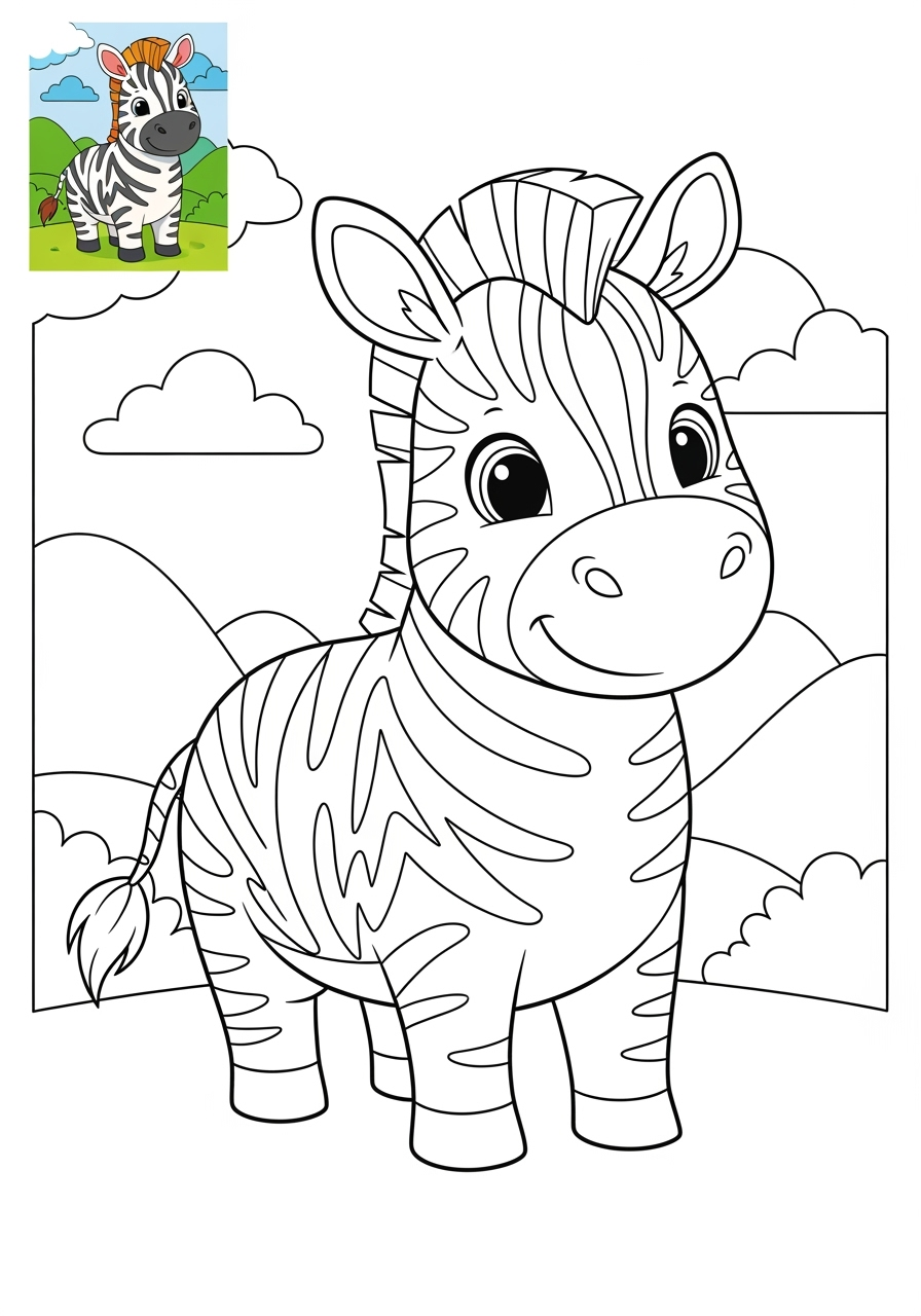 easy animals Mammals (Forest/Farm) zebra kids coloring page 0