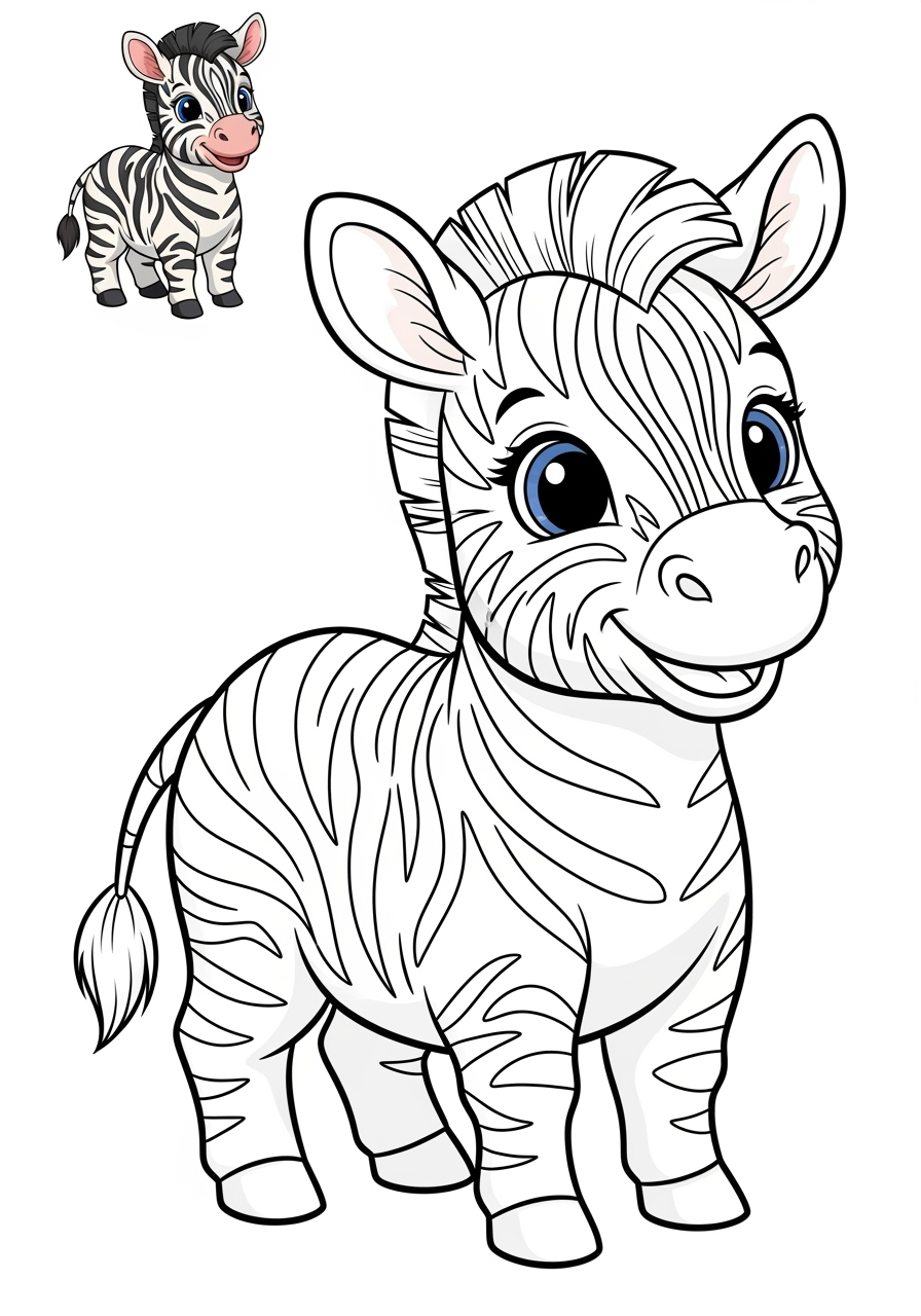 easy animals Mammals (Forest/Farm) zebra kids coloring page 1