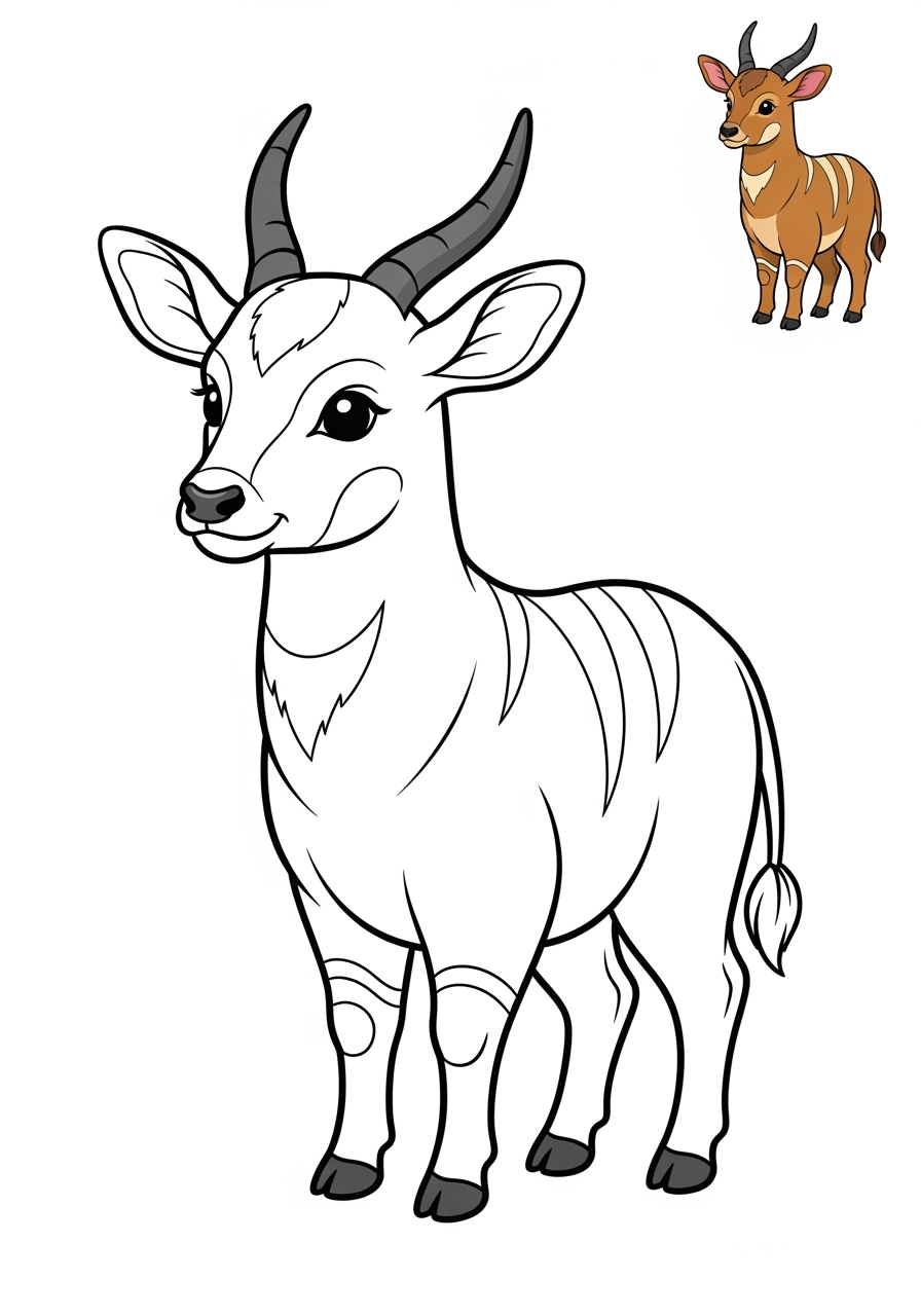 easy animals Savanna & Grassland eland kids coloring page 0