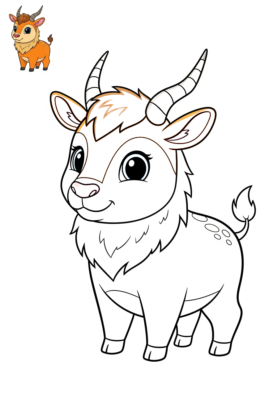 easy animals Savanna & Grassland eland kids coloring page 1