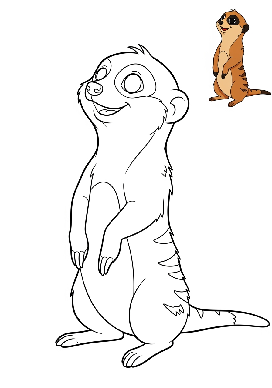 easy animals Savanna & Grassland meerkat kids coloring page 0