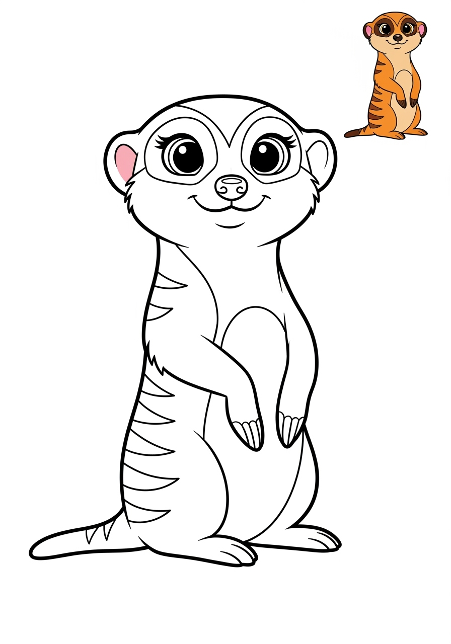 easy animals Savanna & Grassland meerkat kids coloring page 1