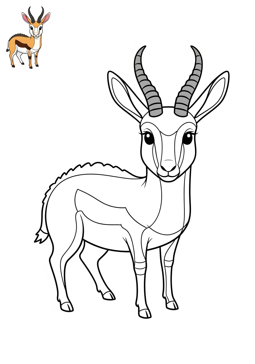 easy animals Savanna & Grassland springbok kids coloring page 0