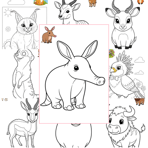 Easy Animals Savanna & Grassland Coloring Sheets Collections Thumbnail