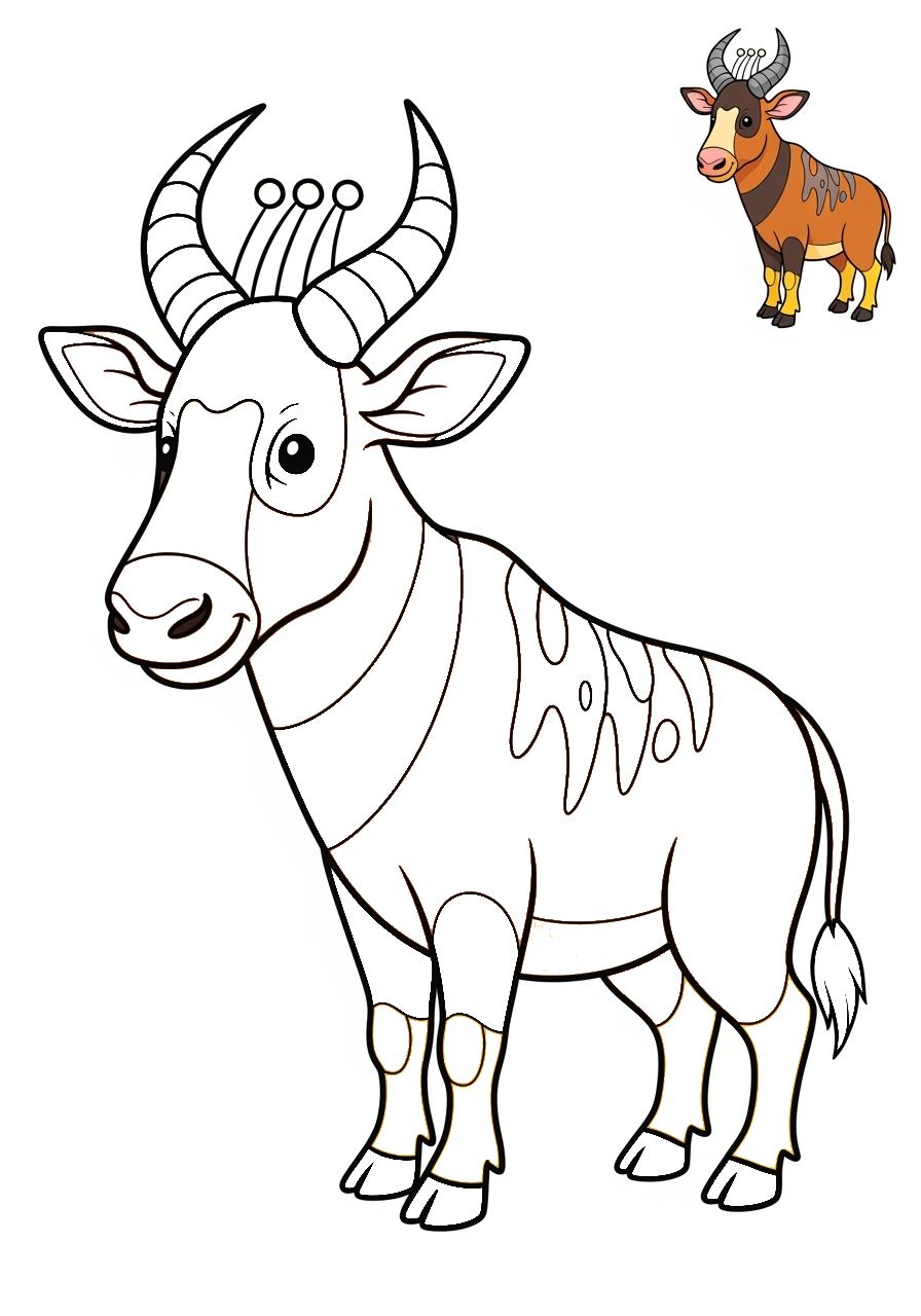 easy animals Savanna & Grassland topi kids coloring page 1