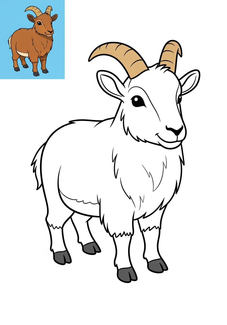 easy animals Mountain & Alpine tahr kids coloring page 0