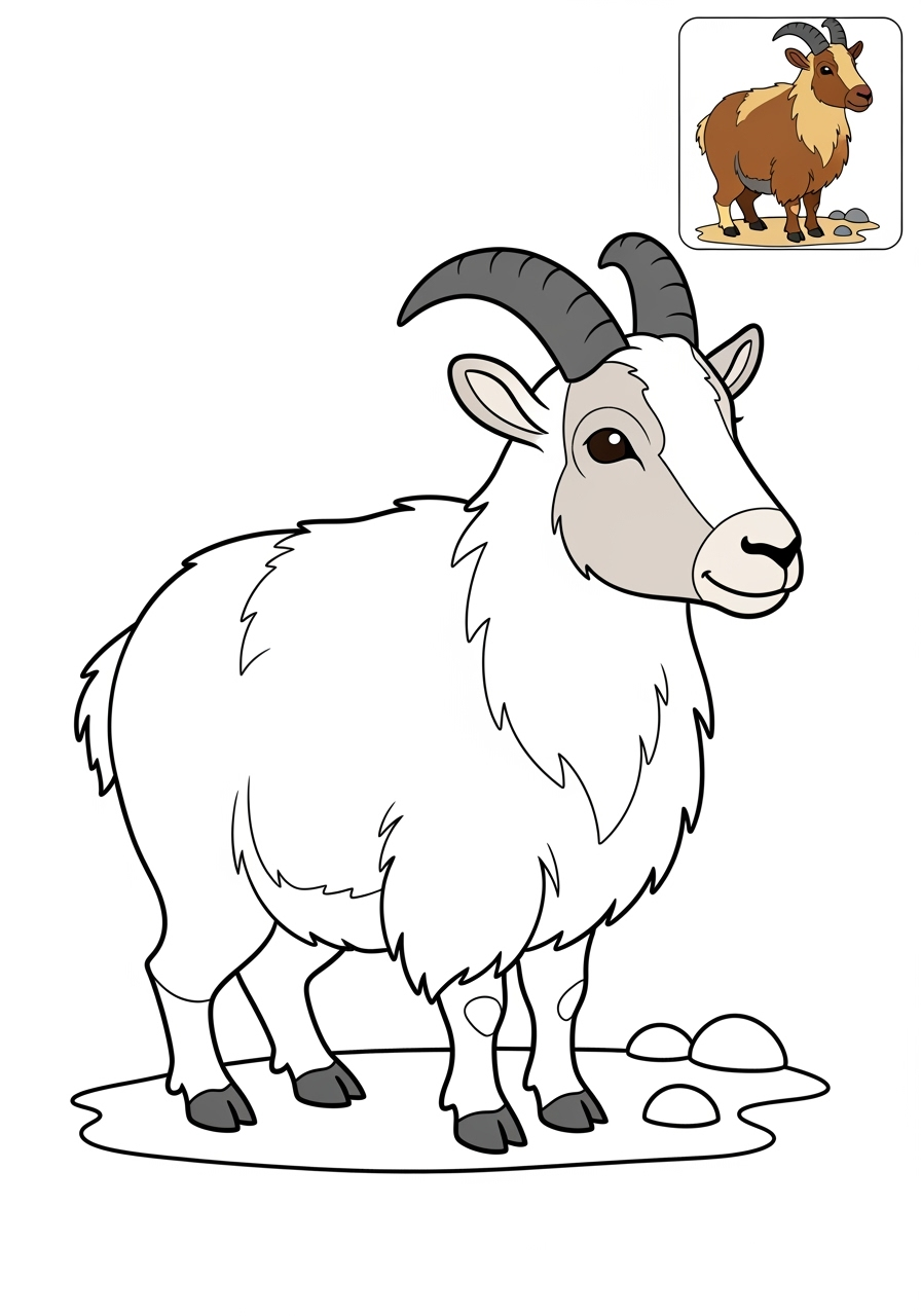 easy animals Mountain & Alpine tahr kids coloring page 1