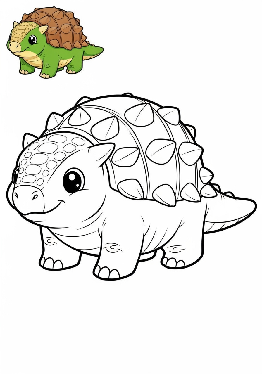 easy animals Dinosaurs ankylosaurus kids coloring page 0