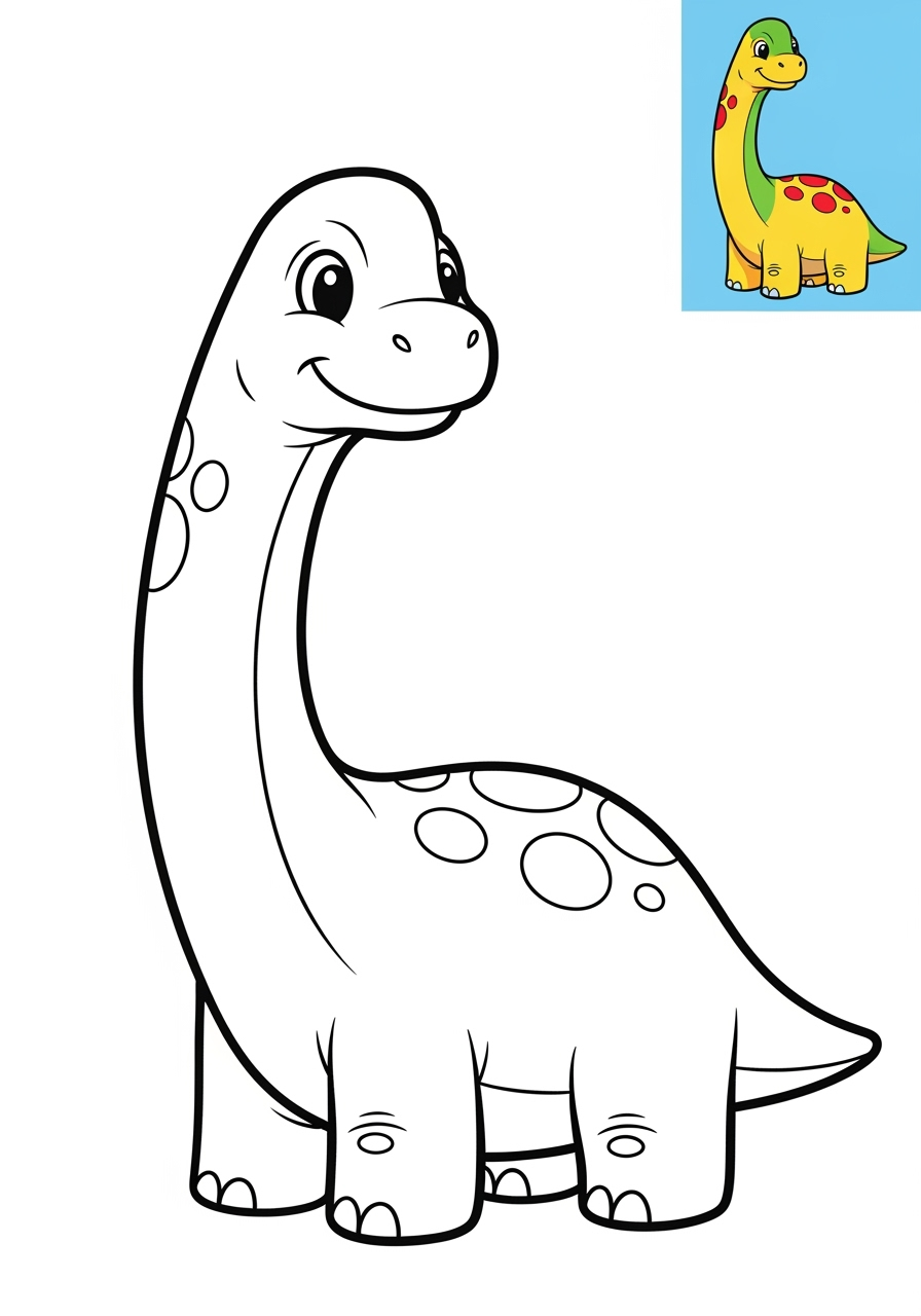 easy animals Dinosaurs brachiosaurus kids coloring page 0