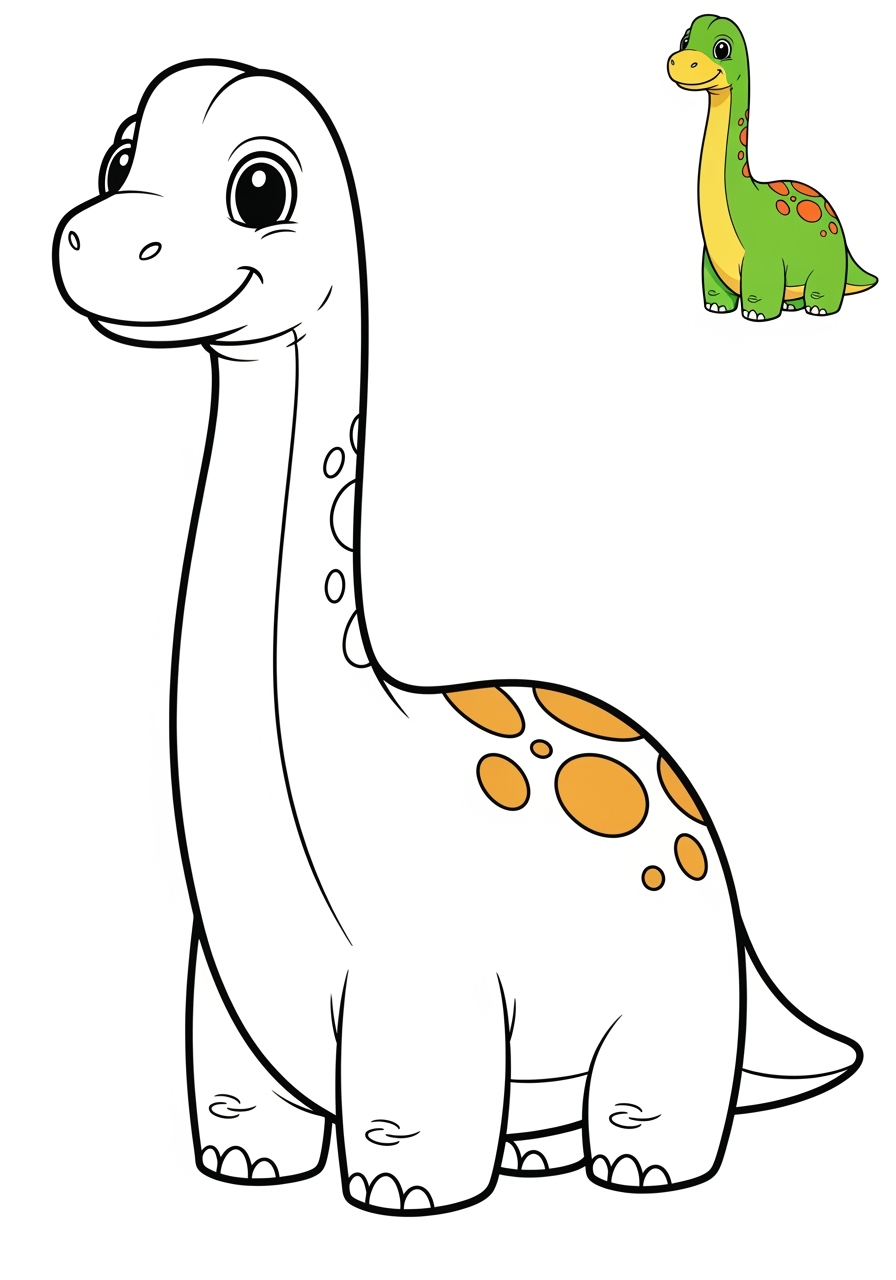 easy animals Dinosaurs brachiosaurus kids coloring page 1